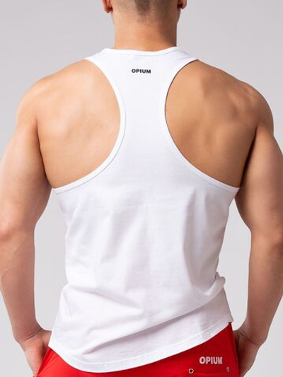 Мужская майка-борцовка из хлопка (Размер: XXL) (Цвет: белый)