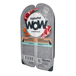 Консервы ALPHAPET WOW для собак с чувствительным пищеварением, с ягненком и тушеной морковью - 100 гр