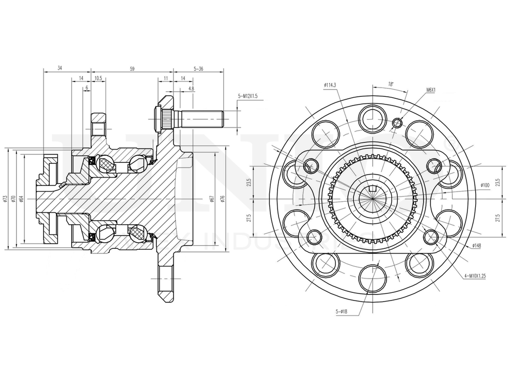 Ступица задняя (с ABS) UNIO HUB-20239