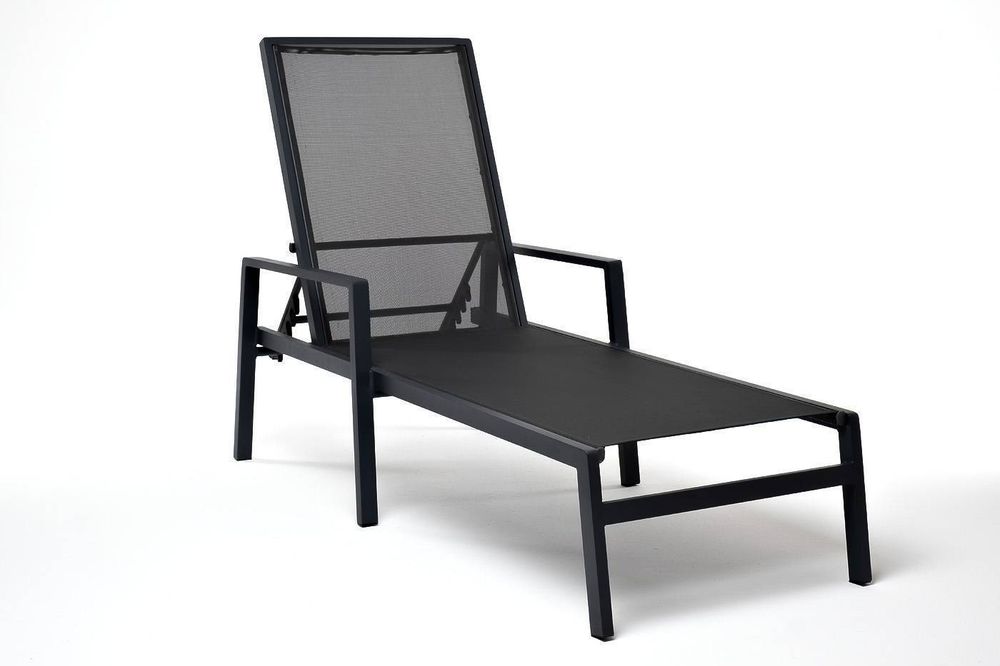 "Парма" шезлонг из алюминия темно-серый (RAL7024) муар, ткань текстилен темно-серая