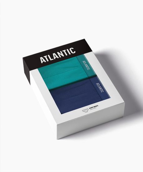 Мужские трусы (2шт) слипы спорт Atlantic 2RMP-094, хлопок, бирюзово-зеленый + темно-голубой