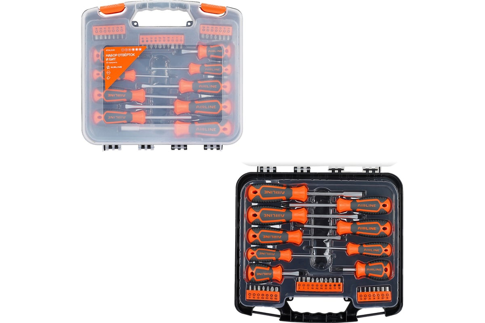 Набор отвёрток и бит 33 пр. (SL, PH, PZ, HEX, TORX, SQUARE) пласт.кейс ATAU041 AIRLINE
