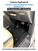 Автомобильные коврики ЭВА с бортами для Toyota Alphard III (15-23г.) гибрид с капитанскими креслами