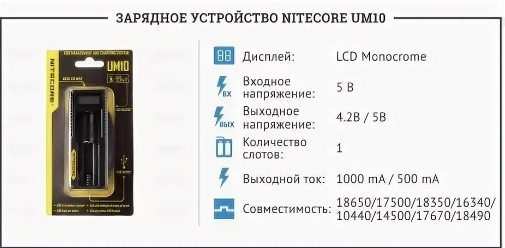 Зарядное устройство NITECORE UM10
