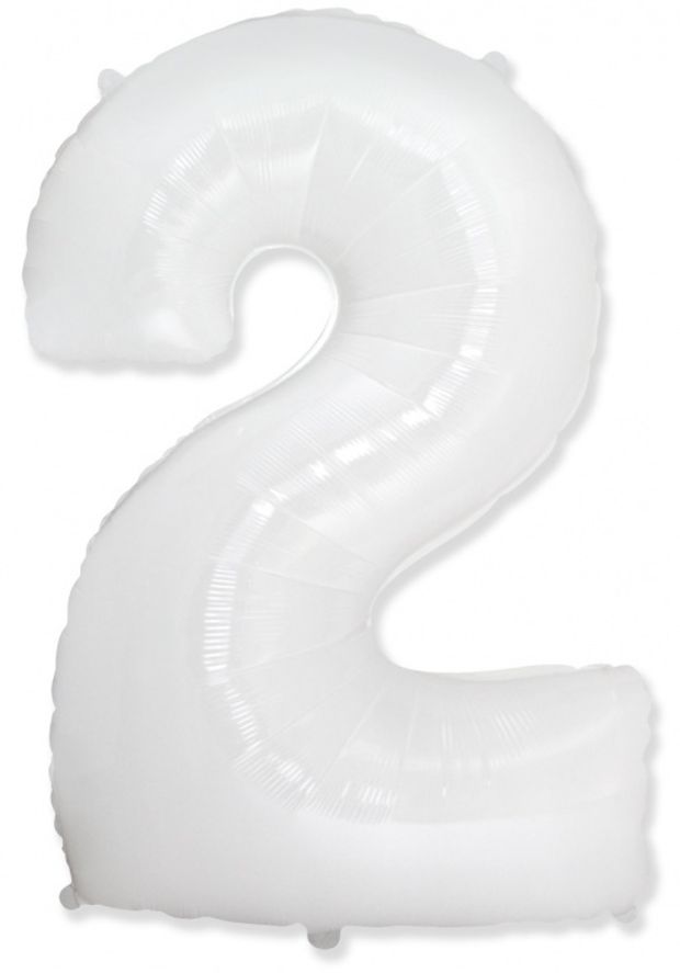 FM Шар 40'' / 102 см "Цифра 2" Белый (БГ-60)