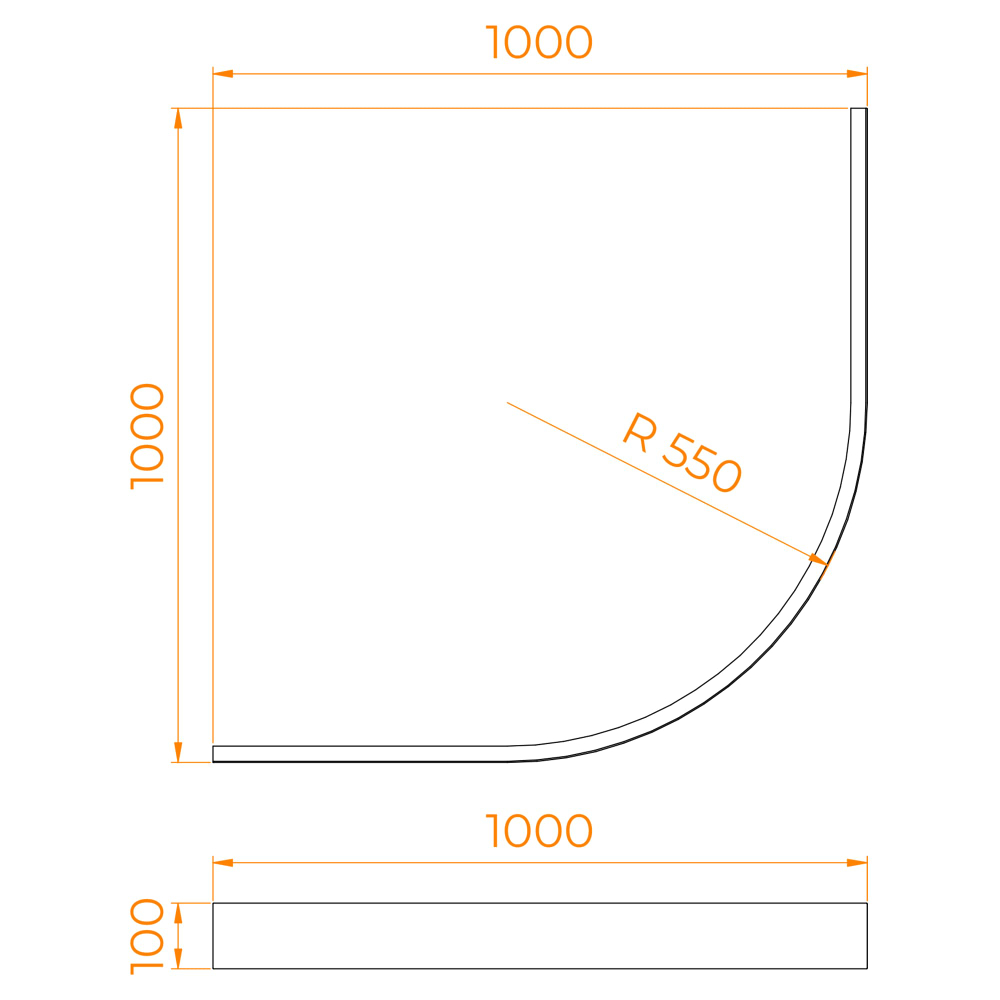 Экран для душевого поддона RGW N (Полукруг) (1000x1000)
