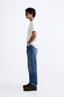 ZARA БАЗОВАЯ ФУТБОЛКА, ЖЕЛТОВАТО-БЕЛЫЙ