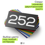 Номер на дверь 252, табличка на дверь для офиса, квартиры, кабинета, аудитории, склада, черная 120х70 мм, Айдентика Технолоджи