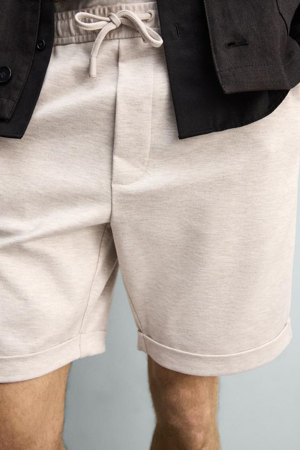 ZARA ШОРТЫ REGULAR FIT COMFORT, ЭКРЮ МЕЛАНЖ