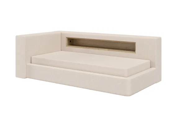 Диван-кровать Cube c нишей L (молочный, рогожка)