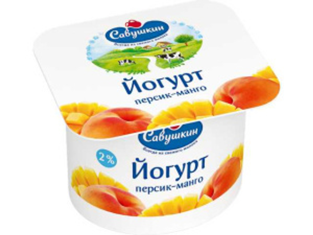 Савушкин Йогурт Персик-Манго 2% 120гр