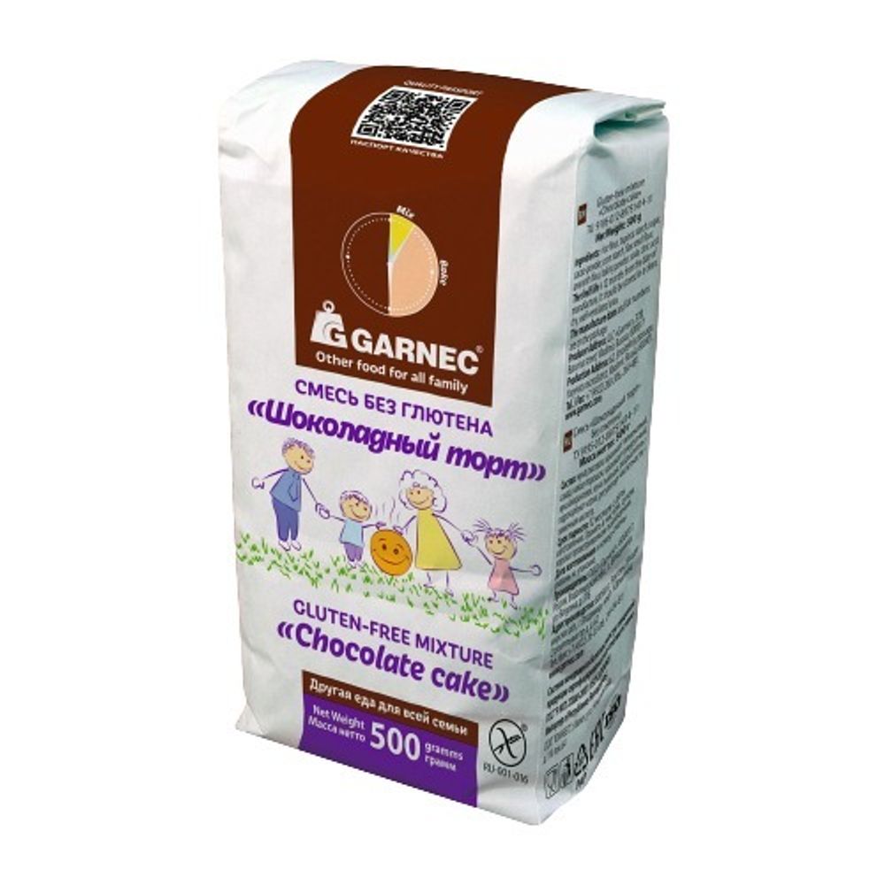 СМЕСЬ "ШОКОЛАДНЫЙ ТОРТ" БЕЗ ГЛЮТЕНА 500г (GARNEC)