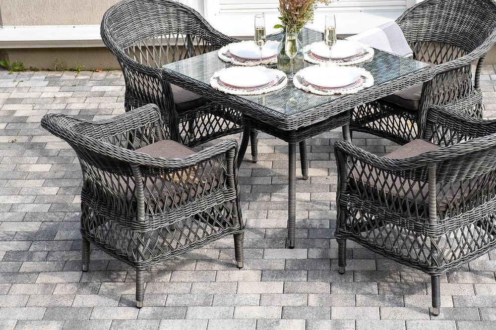"Сицилия" обеденная группа плетеная, цвет графит