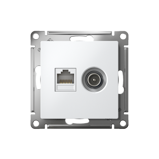 Розетка компьютерная + телевизионная 2-м СП AtlasDesign RJ45 кат.5E + TV механизм бел. SE ATN000189