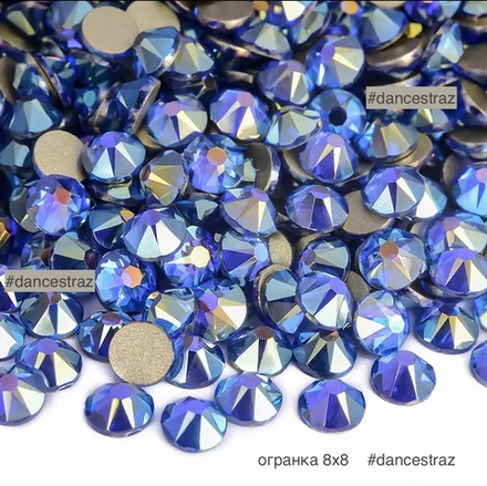 Стразы клеевые, Light sapphire AB 8*8, P44, SS20, 1440, (F2)