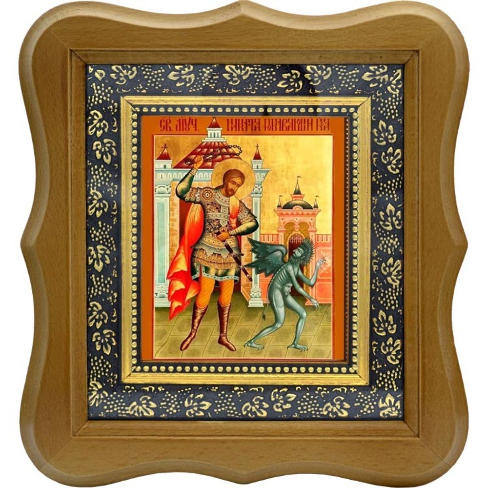Никита, побивающий беса. Икона на холсте.
