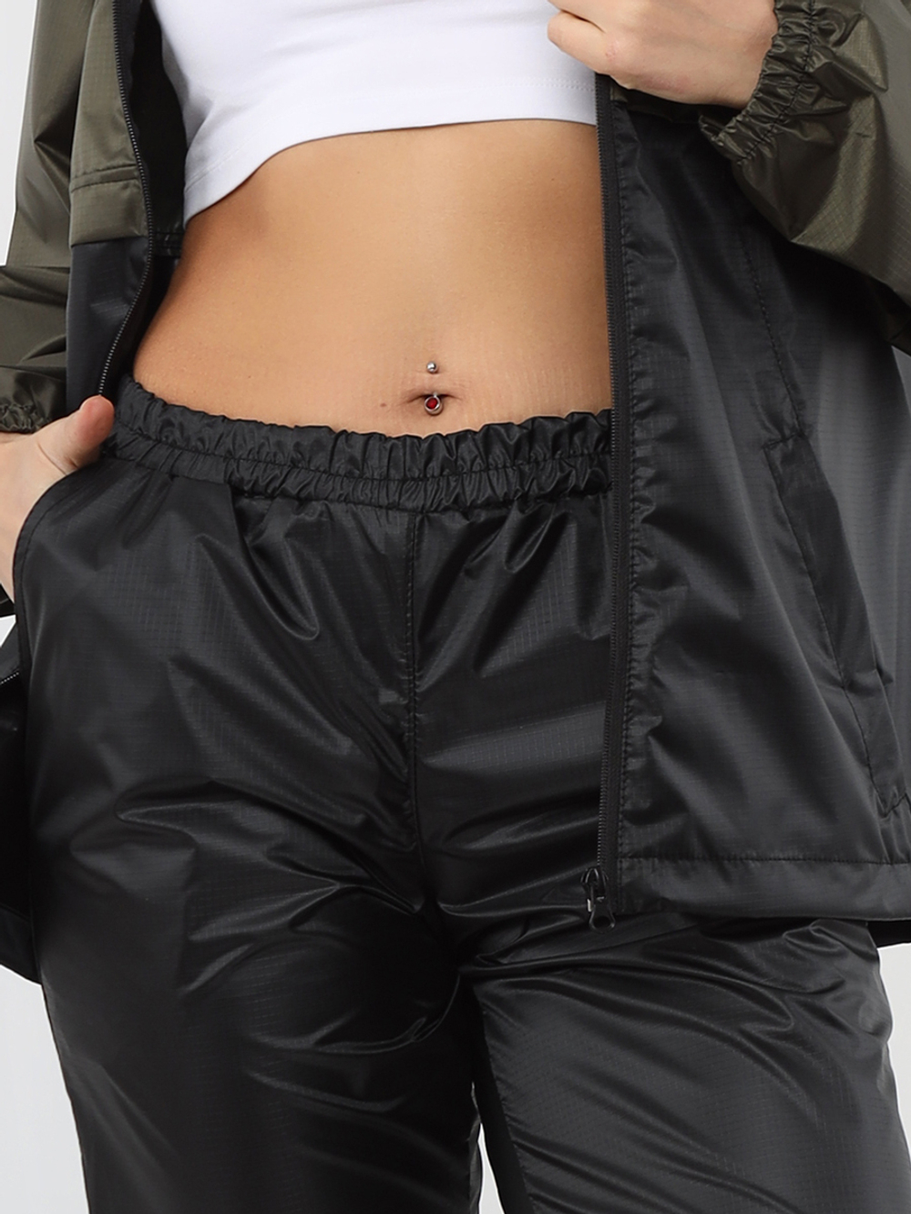 Спортивный костюм Prival Ветровлагозащитный женский, чёрный+хаки