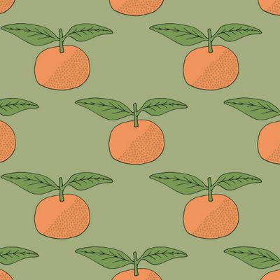 мандарины на зелёном фоне