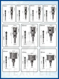 Набор коронок PRO по металлу. 10 предметов. 16-53 мм