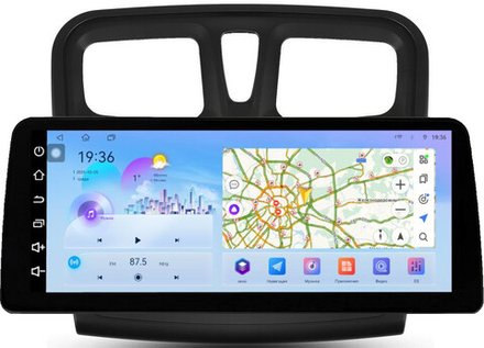 Магнитола для Renault Logan 2, Sandero 2 2014+ (рамка 9) - FarCar монитор 12.3" 2K QLED на Android 14, TS10, CarPlay, 4G SIM-слот