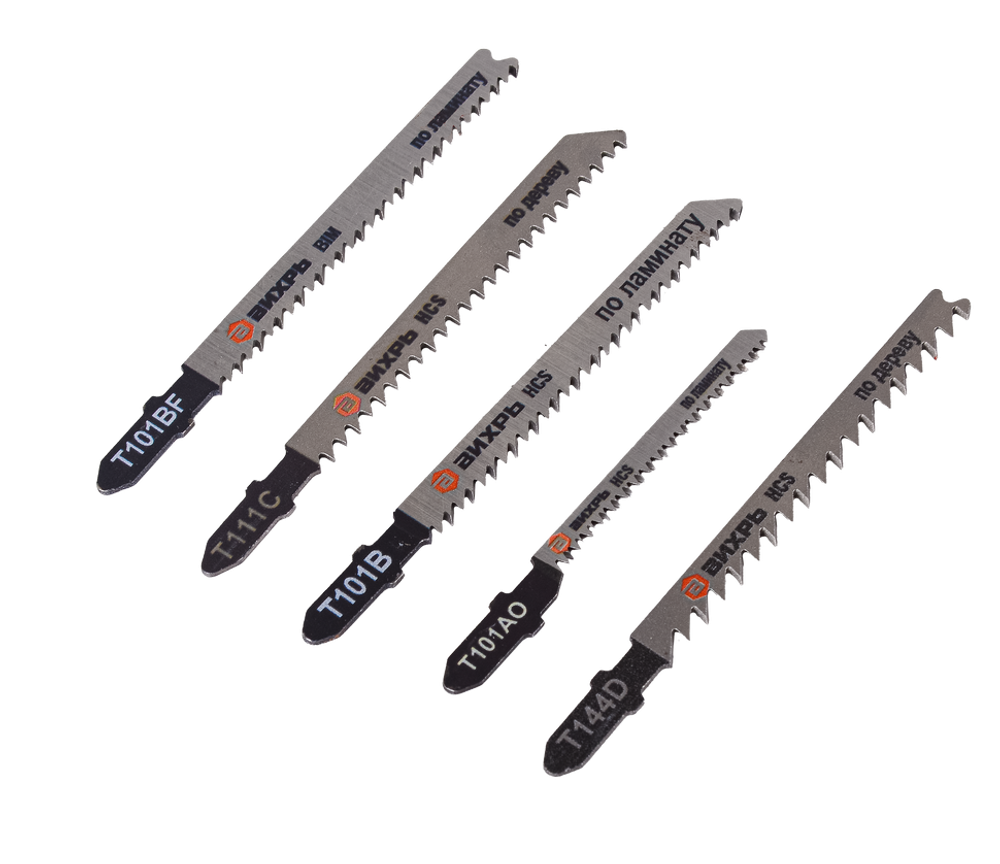 Набор пилок для лобзика по дереву 5шт Вихрь