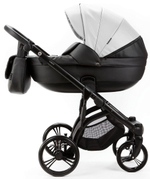 Детская коляска Adamex Lanti Deluxe 3 в 1 LN-SD01 (БЕЛ.КОЖА + ЧЕРН. КОЖА)