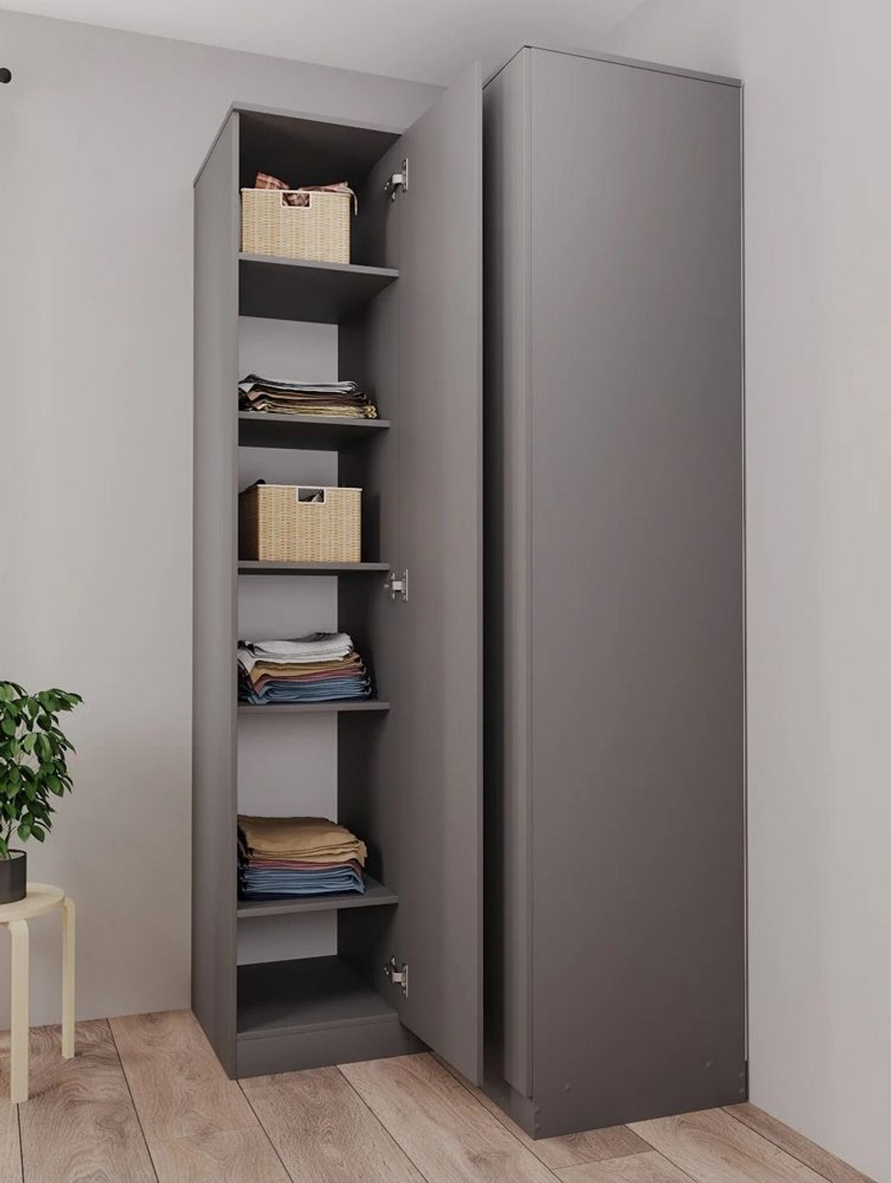 МОРИ МШУ 940 Шкаф угловой (ш943/943*г478*в2100мм), ЛДСП графит