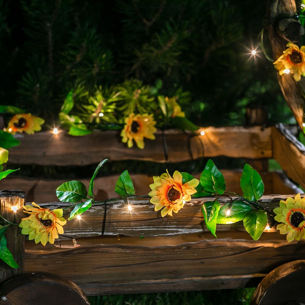 USL-S-138-PT2300 SUNFLOWERS Садовая гирлянда на солнечной батарее Подсолнухи. 24 светодиода. Теплый белый свет. 1xАА Ni-Mh аккумулятор в-к. IP44. TM Uniel