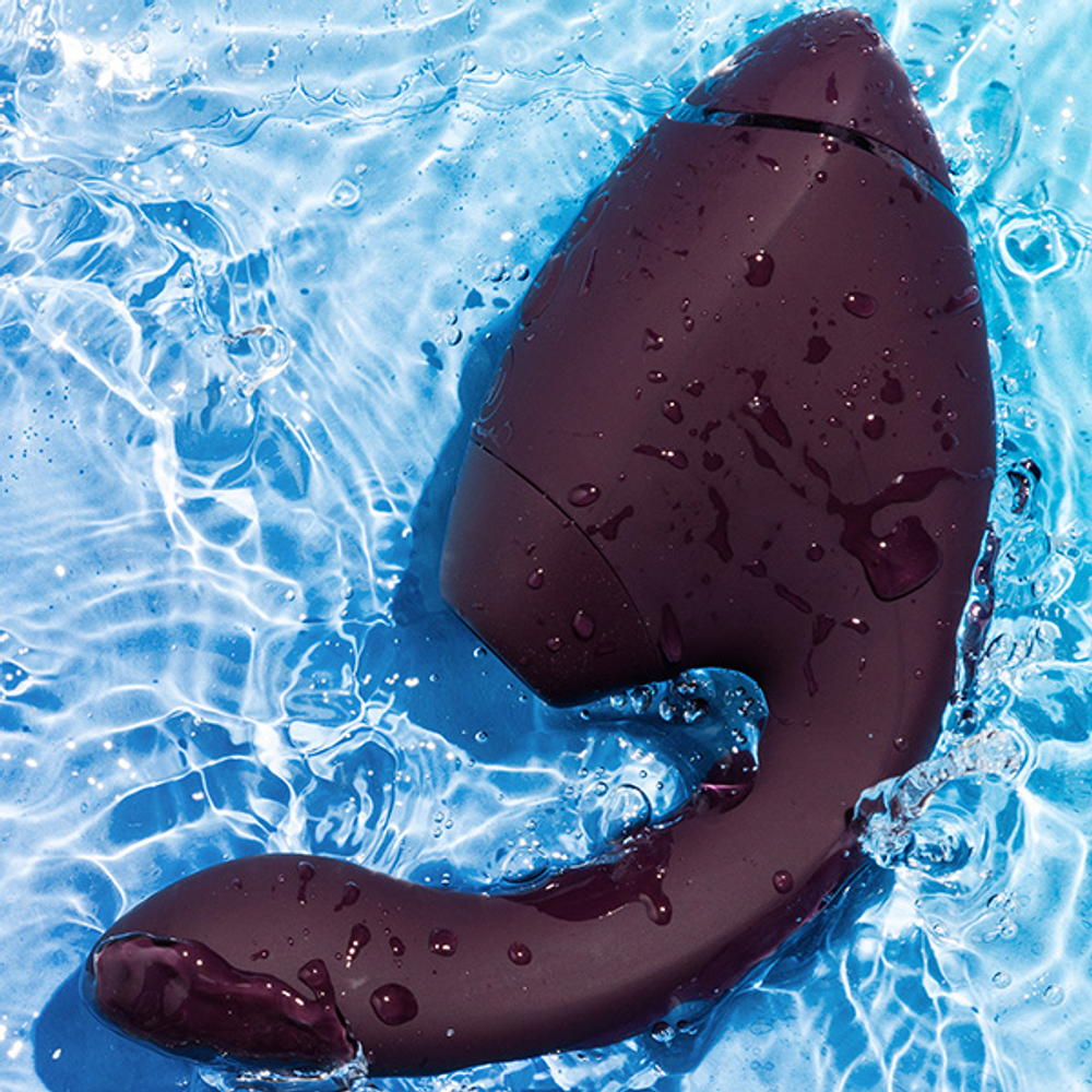 Фиолетовый вибратор 19,5см с вакуумным стимулятором Womanizer Next Duo Dark Purple WZ142SGD