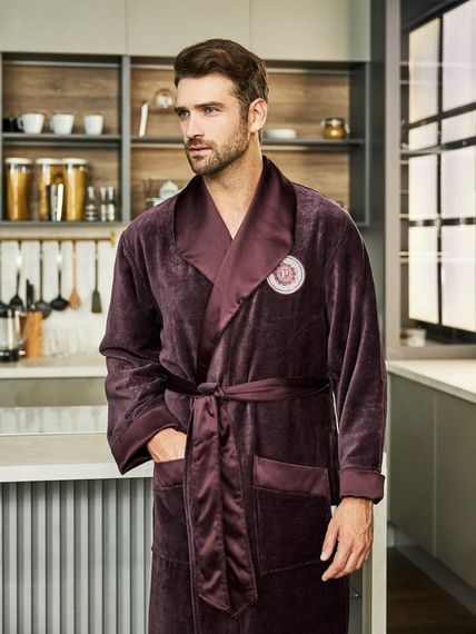 Халат мужской PAUL без капюшона бордовый POLENS