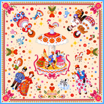 Платок «Дымковская игрушка» 100% шелк