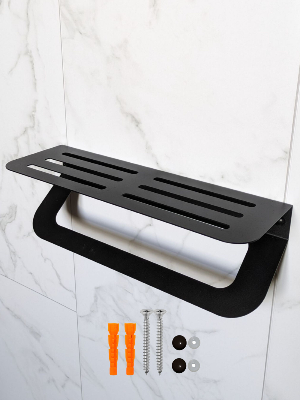 Полка для ванной комнаты 40см с держателем полотенец