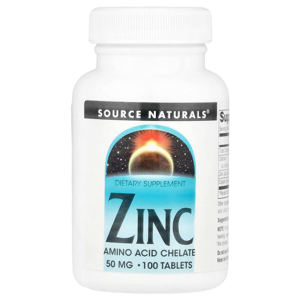 Source Naturals, цинк, 50 мг, 100 таблеток