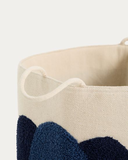 Корзина из хлопка Tandani бежевого цвета с синим слоном 50 см