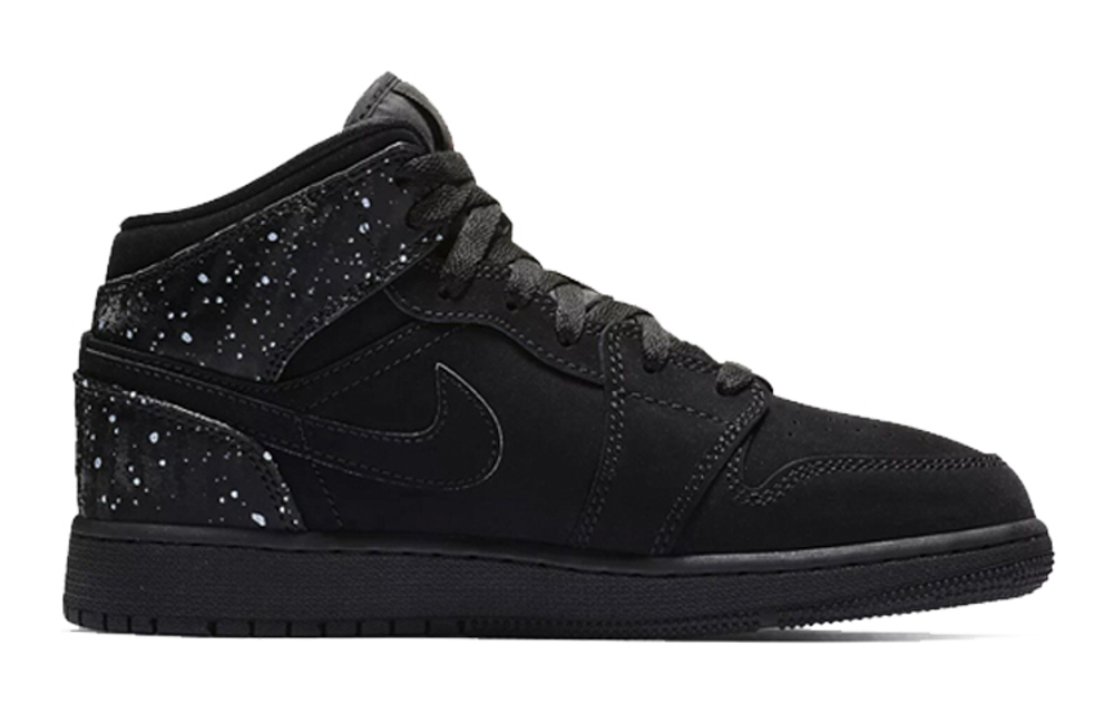 Кроссовки Jordan Air Jordan 1 Mid Black Rush Pink White Splatter (Женская размерная сетка)