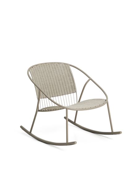 Кресло-качалка уличное Atrani из стали и веревки бежевого цвета