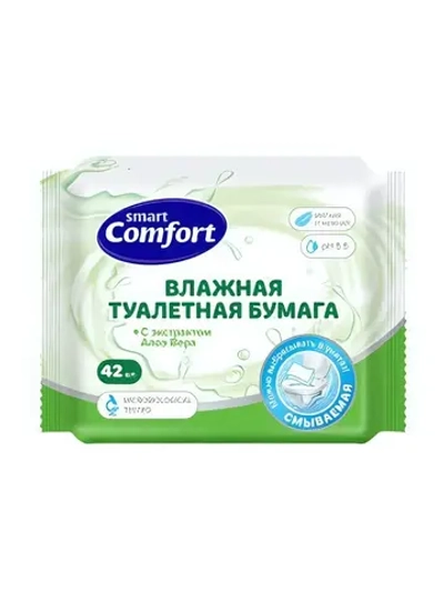 Бумага туалетная влажная COMFORT smart Алоэ вера 42шт