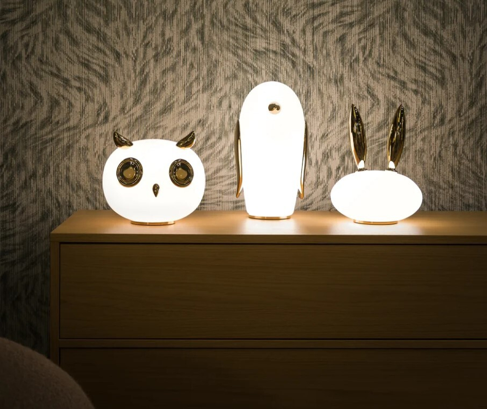 Лампа настольная Noot Noot MOOOI стекло/фарфор/white/gold 180х200х330h коллекция Pet Light