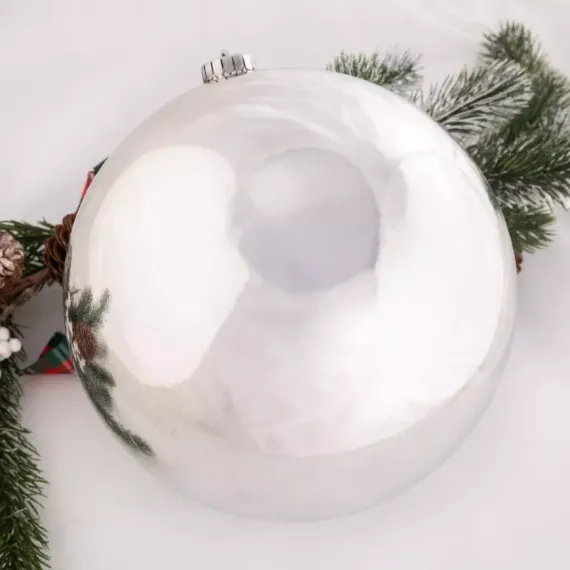 Шар пластиковый глянцевый 150 мм., серебро, ЕлкиТорг (150104)