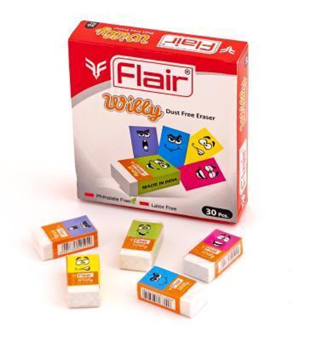 Резинка стирательная 34х20х10мм, белая (Flair)