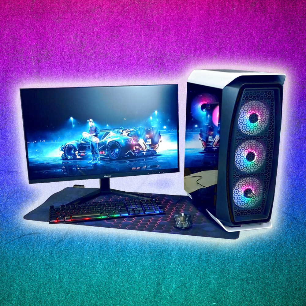 Игровой компьютер с монитором 27 дюйма, i7-10700, ОЗУ-32GB, AMD Radeon RX580 8GB, SSD 1 TB, Windows 11