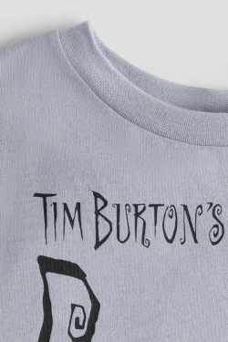 H&M Футболка оверсайз с принтом, серый