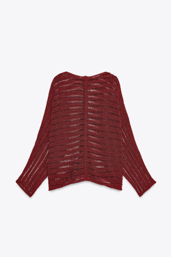 ZARA СВИТЕР АЖУРНОЙ ВЯЗКИ, МЕДНЫЙ