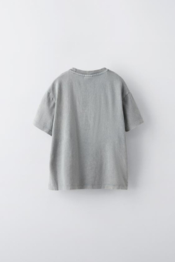 ZARA ФУТБОЛКА ИЗ ТКАНИ С ЭФФЕКТОМ ПОТЕРТОСТИ, АНТРАЦИТОВО-СЕРЫЙ