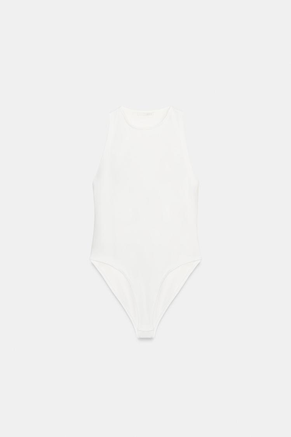 ZARA БОДИ ХАЛТЕР ИЗ ПОЛИАМИДА, ЖЕЛТОВАТО-БЕЛЫЙ