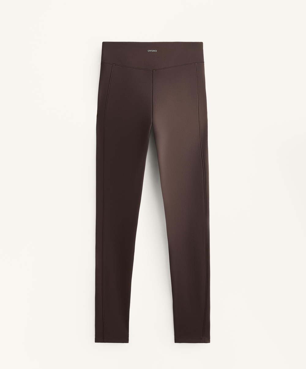 OYSHO Теплые легинсы с высокой посадкой и карманами длиной до щиколотки, темно-коричневый