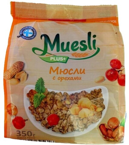 Мюсли Plus+ с орехами 350 г.