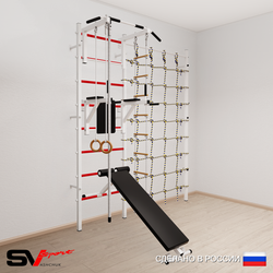 Шведская стенка Sv Sport усиленная 6060 (Турник стандарт/Брусья/Скамья/Канат/Кольца/Лестница/Канатный лаз)
