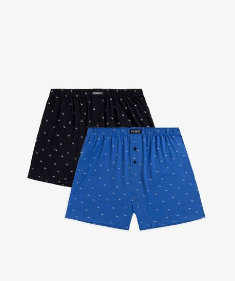 Трусы (2 шт) мужские семейные Atlantic 2MBX-039, небесно-голубой + темно-синий