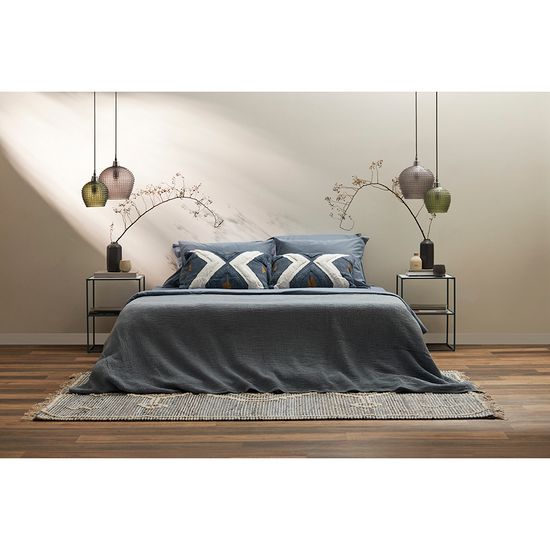 Набор из двух наволочек из сатина джинсово-синего цвета с брашинг-эффектом из коллекции essential, 70х70 см